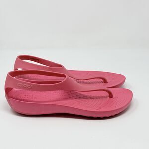 Crocs Serena Sexi Flip Thong Sandals Womens 11 Pink Minimalist T-Strap Shoes
